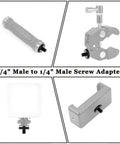 Six Pack 1/4 Inch To 1/4 Inch Threaded Tripod Screw Adapter Double Sided Mount Converter in various configurations.