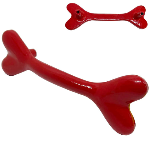 5.75 Inch Dog Bone Style Cast Iron Door Handle Red Gloss Finish For Barn Doors Gates Cabinets And Drawers Rustic Old School Farmhouse Vibe Pull