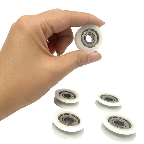 Top Shelf Quiet Nylon U-Groove Pulley Roller Wheels With Deep Groove Ball Bearings For Heavy Duty Sliding Doors, 8X30X10MM.
