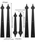 6 Piece Decorative Garage Door Hinge Handles Steel Hardware Kit For Metal Doors Wooden Doors And More With Silent Hydraulic Buffer And Soft Close For Heavy Duty Aluminum And Steel Doors shown with dimensions