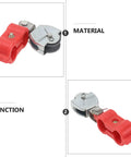 Tough As Nails Five Piece Steel Wire Rope Pulley Set Featuring Rock Solid Industrial Hoisting Blocks With Slick Semi Plastic Sheaves For Heavy Duty Workshop Rigging And Chain Lifting Gear, showing red semi-plastic sheave.