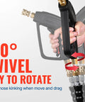 360 Degree Swivel Pressure Washer Gun Wand With Three Eighths Plug And M22 Coupler Stainless Steel Extension Lance Replacement