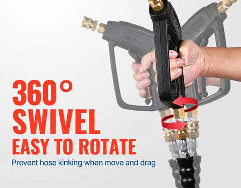 360 Degree Swivel Pressure Washer Gun Wand With Three Eighths Plug And M22 Coupler Stainless Steel Extension Lance Replacement