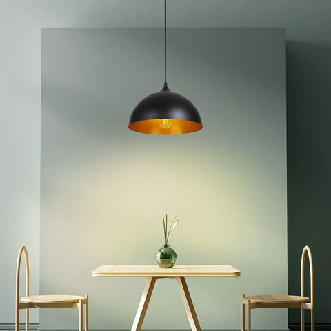 Dope Two Pack Metal Dome Pendant Lights With 15 Foot Plug In Cord And On Off Switch For E26 Bulbs Black Barn Farmhouse Style