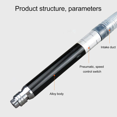 Industrial Grade Pro Shop Rig Pneumatic Pencil Die Grinder 65000 Rpm Adjustable Speed with alloy body and speed control switch.