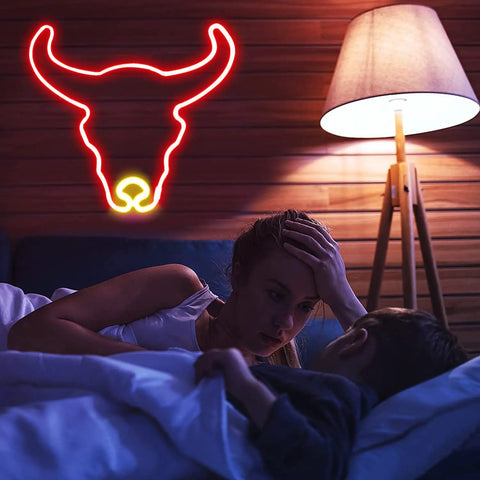 Cow Neon Sign LED Neon Light Two Color Red And Gold USB Or Battery Powered Wall Decor for bedroom creating cozy mood
