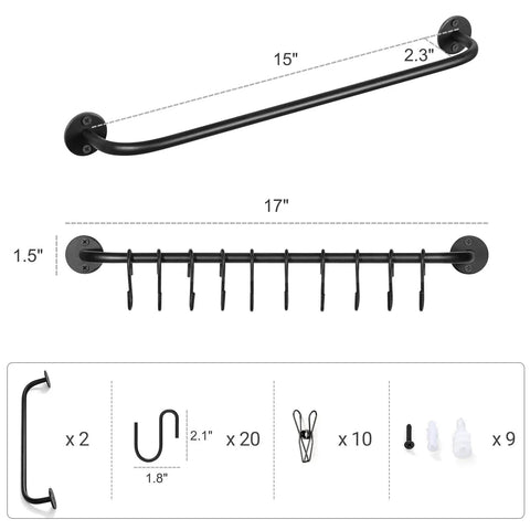 Set Of 2 Black Wall Mounted Hat Racks With 20 Hooks For Caps Visors And Snapbacks Heavy Duty Metal Organizer Dimensions