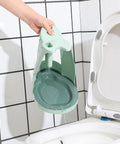 4 In 1 Toilet Brush And Plunger Set In Green being used in bathroom near toilet
