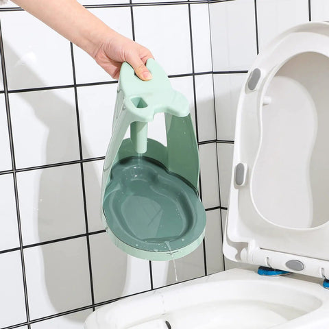 4 In 1 Toilet Brush And Plunger Set In Green being used in bathroom near toilet