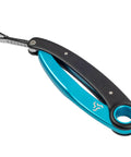 Collapsible Grapple Work Positioning Tool For Canopy Access, Aluminum And Stainless Steel Construction, Black And Teal Hook