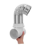Zerodeko 4 Pc Dryer Vent Hose Connector Kit W/ 16 Ft Flexible Aluminum Film Hose And Abs Coupling For Laundry Install To Stop Leaks Keep Air Flow Smooth And Super Secure. Flexible aluminum dryer vent hose with ABS connector fitting