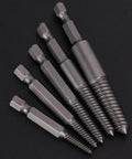 Cr-Mo Steel Screw Extractor Kit 5-Piece Fine Teeth Tool Set For Stripped Broken Rusty Bolts And Damaged Screws Heavy Duty Removal Gear For Garage Pros, five sizes