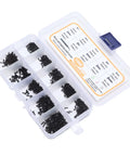 Open box showing Ultimate Handy Self Tapping Screws Set In Carbon Steel With Pan Head Kit And Tweezers Ten Size Range neatly organized.