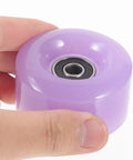 Close-up of one purple 4 Pack Roller Skate Wheel With Bearings Semi Jelly for quad skates, durable PU and metal construction.