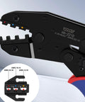 Heavy Duty Ratcheting Terminal Crimper For AWG 22 To 10 Gauge Wire with adjustable jaw markings for precise crimping.
