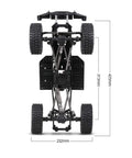 313mm Wheelbase Chassis Frame With Tires For 1 To 10 Scale SCX10 II 90046 90047 RC Crawler DIY Build Kit With Brushed 540 35T Motor And Durable Hardened Steel Frame For Tough Trail Crawling, shown from top view with measurement lines.