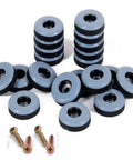 Heavy Duty Furniture Sliders For Hardwood Floors And Carpets Reusable Chair Leg Glides With Screws, 12 pack of black and gray rubber discs.