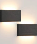 Modern Wood LED Linear Wall Sconce, Mini Up Down Wall Mount Light,Hardwired,UL Listed,Wood Wall Lighting Fixture for Bedroom, Living Room,Stairway, Hallway, (Black) 2 Pack on wall.