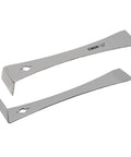 9 Inch Stainless Steel Pry Bar With Nail Puller For Molding Around Doors Windows And Flooring Chrome Vanadium Drop Forged Rust Resistant Tool, showing two pry bars from different angles.