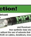 MPT Twelve lubricant pen in black with transparent casing for precision application on cables, chains, and mechanical parts.
