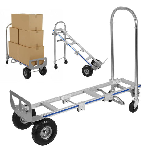 Versatile Heavy Duty Hand Truck With Reinforced Frame And Rust Proof Cargo Cart Converts Between Two And Four Wheel Modes