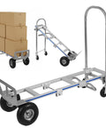 Convertible Two And Four Wheel Moving Dolly For Warehouse Storage Cart Rust Proof Heavy Duty Hand Truck in use with boxes