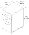 Series C 3 Drawer Mobile File Cabinet In Hansen Cherry For Home Office Organization And Commercial Workspaces, dimensions diagram