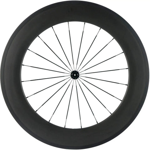 Carbon Wheelset 38/50/60/88mm 700c Clincher 23mm UD Matte Finish For Road Bikes With Basalt Brake Surface Shimano 8/9/10/11 Speed Cassette Compatible Toray T700 Build V Brake Ride Ready, side view