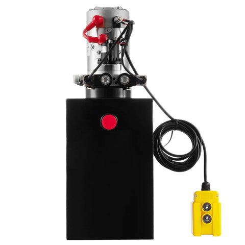 15 Quart Double Acting Hydraulic Pump for Dump Trailers and Trucks, 12V DC Power Unit With Metal Reservoir, 2 GPM Flow, 3200 PSI Max, Horizontal Mount, Remotely Controlled Lift System