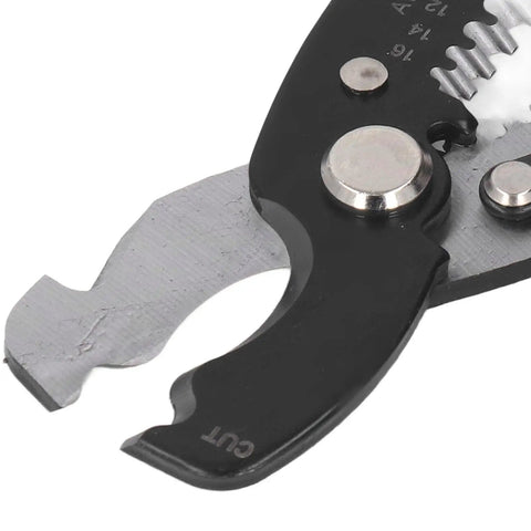 Get Your Hands On This Badass 8-Inch Wire Stripper And Crimping Tool Made From Tough High Carbon Steel showing sharp cutting edges and grips.