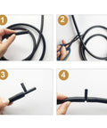 Dope Silicone Vacuum Tubing Kit With 12 Sizes And 120 Nylon Connectors 1 Eighth To 3 Eighth Inch ID 6.6 Foot Length High Performance Auto Replacement Hose Set Prevents Collapsing And Kinking Great For Cars Boats And DIY Projects showing step-by-step cutting and connecting process.