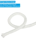 Fiberglass braided round wood stove gasket rope, white, 1/4in x 86in, for stove door seal