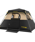 4 Person Instant Cabin Tent That Pops Up in 60 Seconds with Rainfly and Windproof Design, shown with carry bag, khaki color