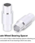 Aluminum Inline Wheel Bearing Spacers 10 Piece Kit, Smooth Glide And Reduced Drag For Skate And Inline Wheels, 8mm And 6mm Axle Compatibility