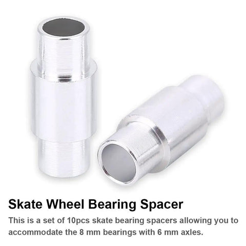 Aluminum Inline Wheel Bearing Spacers 10 Piece Kit, Smooth Glide And Reduced Drag For Skate And Inline Wheels, 8mm And 6mm Axle Compatibility