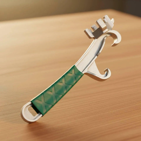 Heavy Duty Tough As Nails Multi Function Paint Pail Opener Alloy Drum Wrench with green non-slip handle.