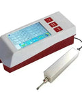Rock Solid Portable Surface Roughness Tester And Split Type Digital Meter For Instant Metal And Plastic Parts Measurement With Ergonomic Handheld Design showing digital readings and probe.