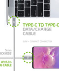 Dual USB C PD 60W Fast Charging Cable With 5Gbps Data Transfer For Power Delivery High Capacity Charging For Mobile Devices Tablets And More Black Ultra Durable Braided Cable, 4ft white braided USB-C to USB-C cable connected to laptop and phone