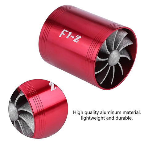 Air Intake Turbonator With Dual Fans For Turbocharged Engines Gas Saver Upgrade, aluminum dual fan unit size 2.2-2.5 inch