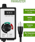Front view of AC Motor Speed Controller For Fans Up To 15A Max 120V Adjustable Dial In For Hydroponics with 6-foot cord