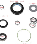 Ford Super Duty Front Axle Seals Kit With Outer Dust Seal Inner Tube Seal Needle Bearing Snap Ring And Thrust Washer For Dana 50 60 Front Axle On Excursion F250 F350 F450 1998 2004, showing size measurements