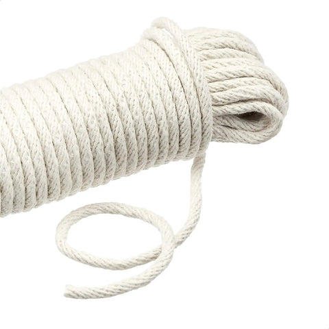 Natural Cotton Braided Rope With Synthetic Core, Low Stretch, All Purpose Indoor And Outdoor Use, 3 16 Inch By 50 Foot, Off White