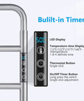 4 Bar Stainless Steel Electric Towel Warmer With Built In Timer Dual Hardwired And Plug In Wall Mount Brushed Nickel LED display