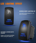 Rock Lights With Five Pin On Off Rocker Switch LED Light Bar For Jeep Boat Truck, Laser On Off, blue LED glow effect