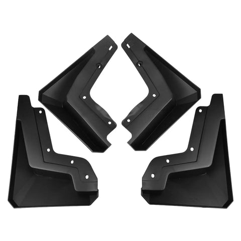 Heavy Duty Car Mud Flaps For Tesla Cybertruck 2024 ABS Plastic Splash Guards set of four fender shields in black.