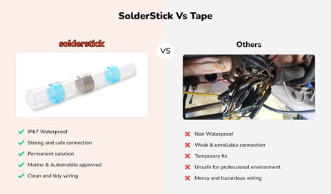 Comparison of 158 Piece Heat Shrink Solder Seal Wire Butt Connector Kit Marine Grade Waterproof Tubes with tape wiring