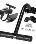 Rear Seat Armrest For Bikes With Non Slip Handlebar Grip Bend Design Grip Friendly Slip Resistant Comfort For Mountain And Road Bikes Durable Iron Construction Safe And Chill Ride, showing armrest with installation hardware