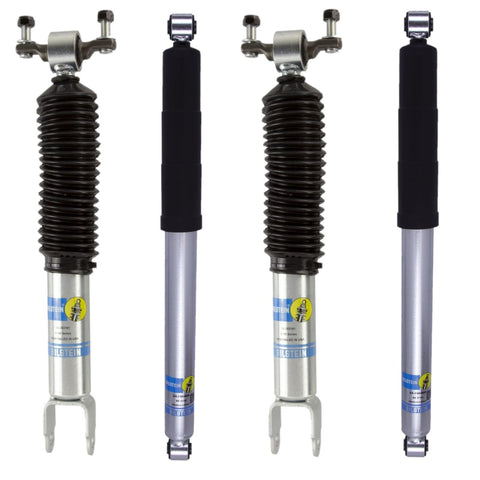 Bilstein 5100 Series Front And Rear Monotube Shocks Set For 2011 To 2024 Silverado 2500 HD And Sierra 3500 HD with visible components