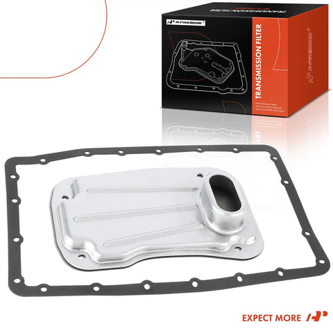 Automatic Transmission Fluid Filter With Pan Gasket For Toyota And Lexus SUVs And Trucks Compatible With Tacoma Tundra 4Runner Sequoia FJ Cruiser Land Cruiser GX470 LX470 2003 Through 2023, shown with gasket and packaging.