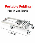 Heavy Duty Manual Winch Lift Stacker Raising Gear 132 LB Portable Folding Material Lifter For Boxes And Equipment With Self Locking Hand Crank, 115 cm size shown.